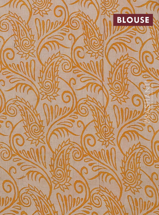 Kalamkari cotton saree pink and yellow with allover prints and printed border