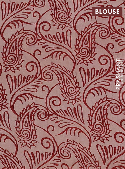Kalamkari cotton saree beige and maroon with allover prints and printed border