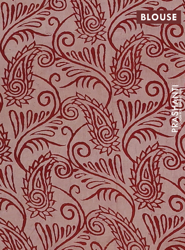 Kalamkari cotton saree beige and maroon with allover prints and printed border