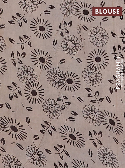 Kalamkari cotton saree beige and lavender with allover prints and printed border