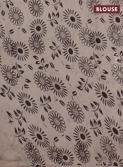 Kalamkari cotton saree beige and blue with allover prints and printed border