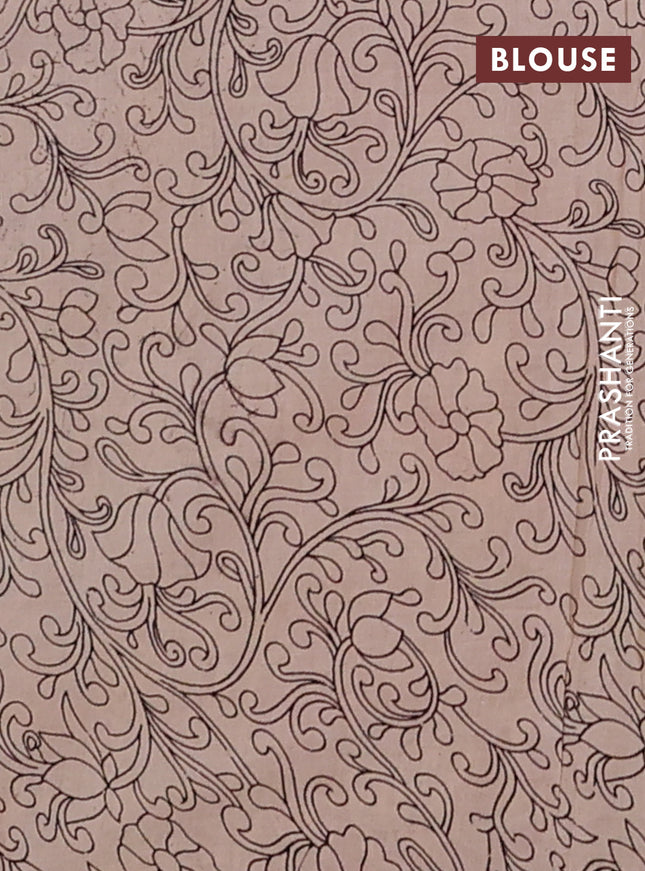 Kalamkari cotton saree yellow and rust shade with allover prints and printed border