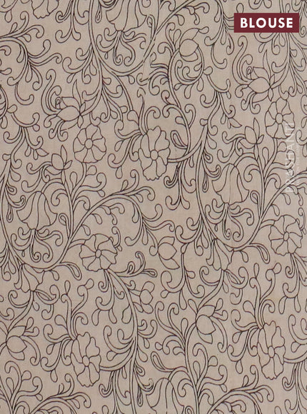 Kalamkari cotton saree violet and green with allover prints and printed border