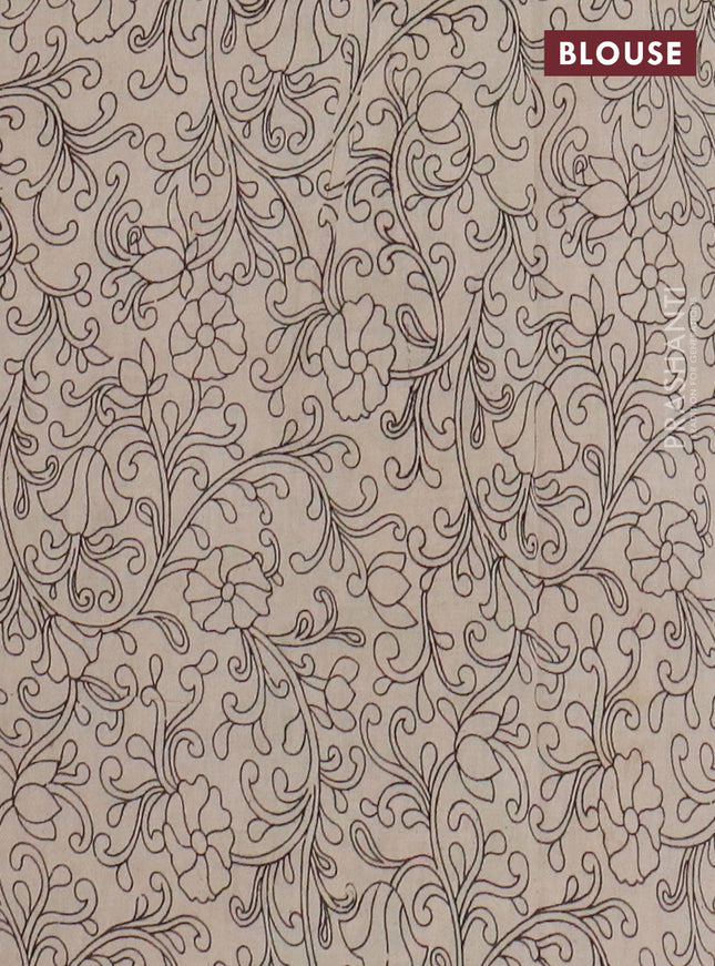 Kalamkari cotton saree violet and green with allover prints and printed border