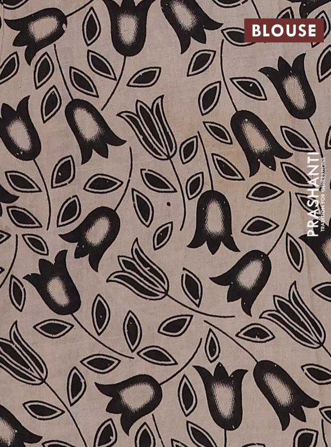 Kalamkari cotton saree beige with allover prints and printed border