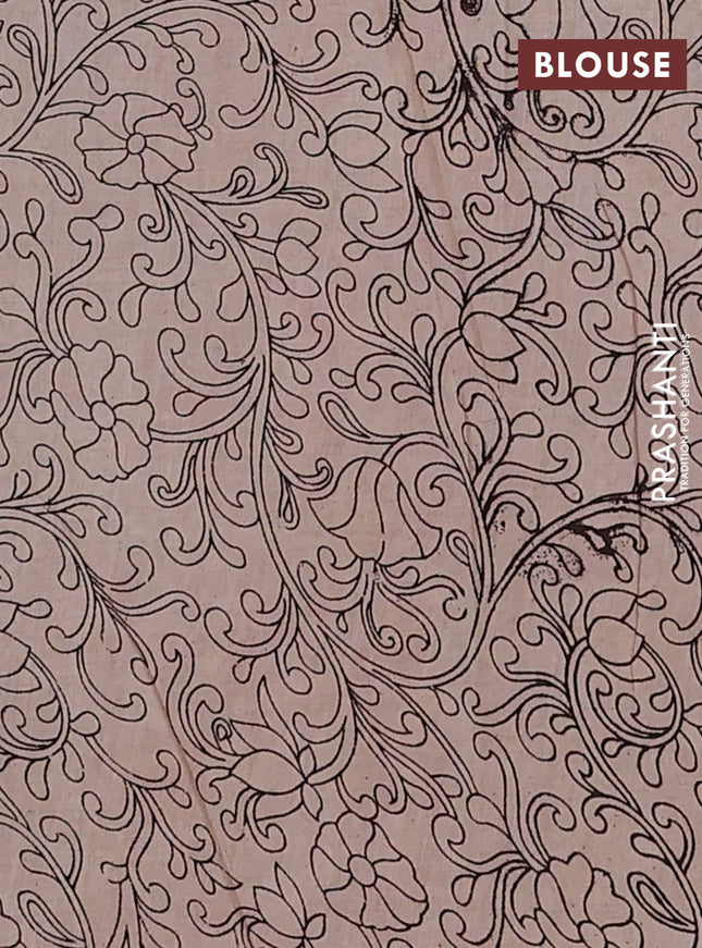 Kalamkari cotton saree yellow and maroon with allover prints and printed border