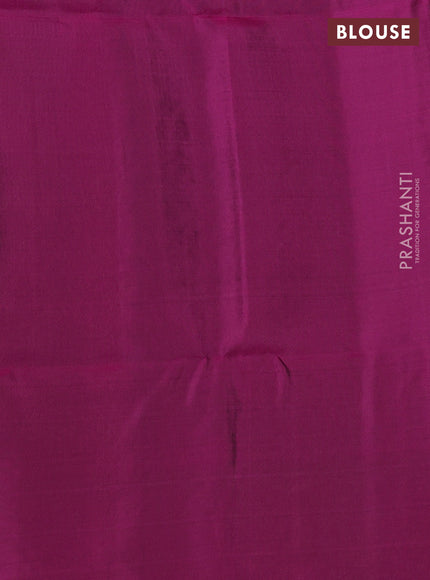 Kanchipuram soft silk saree green and magenta pink with allover zari stripes & buttas and long zari woven border