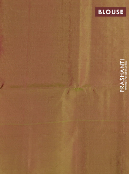 Kanchipuram soft silk saree pink and light green with allover zari woven buttas and long zari woven border