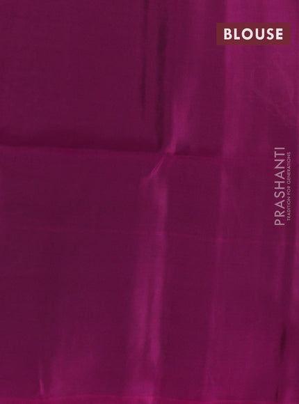 Kanchipuram soft silk saree green and megenta pink with allover zari woven buttas and long zari woven border