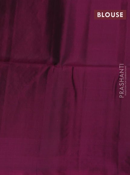Kanchipuram soft silk saree mehendi green and magenta pink with allover silver zari stripes & buttas and zari woven butta border
