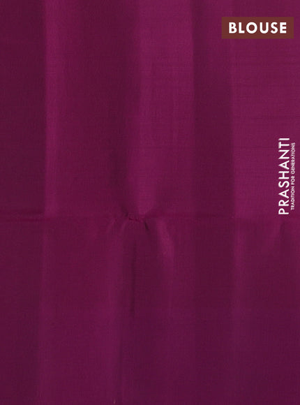 Kanchipuram soft silk saree light green and magenta pink with allover zari weaves & buttas and zari woven border