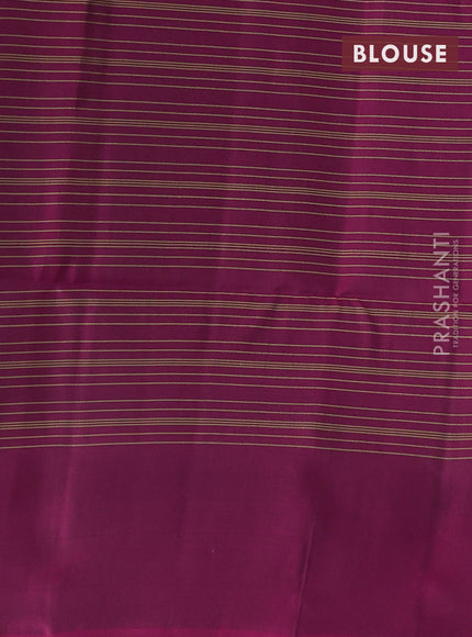 Kanchipuram soft silk saree peacock blue and magenta pink with allover zari checked pattern and zari woven border