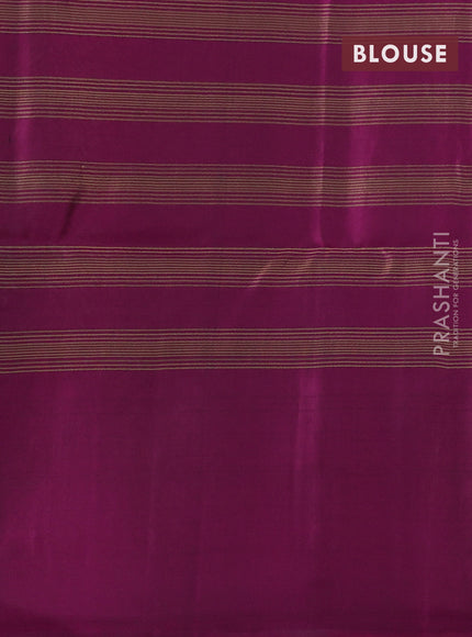 Kanchipuram soft silk saree peacock green and pink with allover zari stripes & buttas and long zari woven butta border