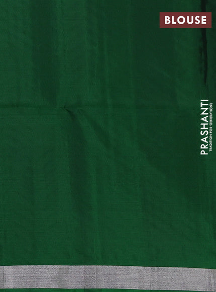 Kanchipuram soft silk saree purple and green with allover silver & zari weaves and long zari woven butta border