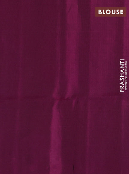 Kanchipuram soft silk saree bluish grey and magenta pink with allover zari woven buttas and zari woven border
