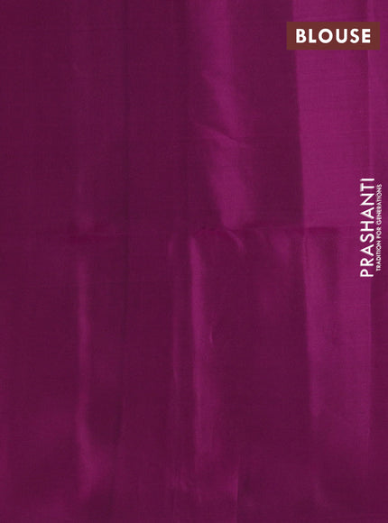 Kanchipuram soft silk saree light green and magenta pink with allover zari woven buttas and zari woven border