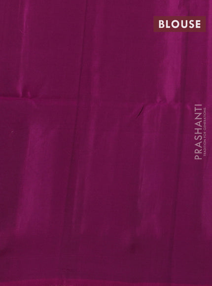 Kanchipuram soft silk saree peacock blue and magenta pink with allover zari woven buttas and long zari woven border