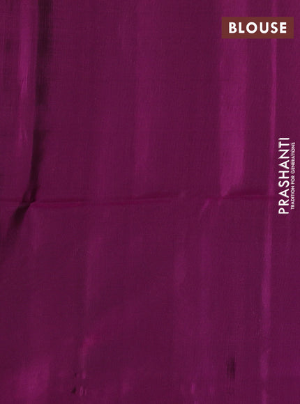 Kanchipuram soft silk saree grey and magenta pink with allover zari woven buttas and long zari woven border