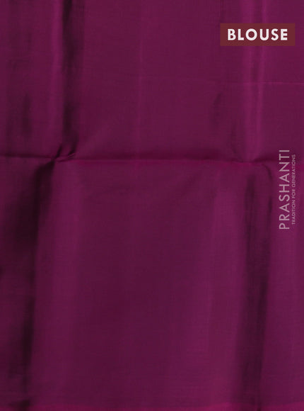Kanchipuram soft silk saree peacock green and pink with allover zari woven buttas and long zari woven border