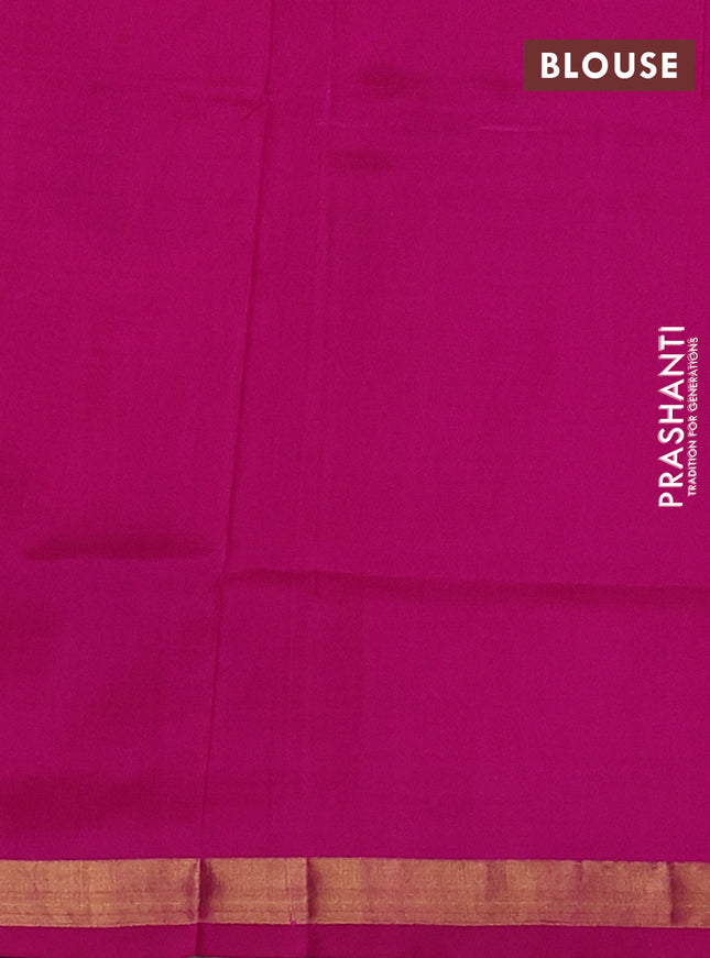 Pure uppada silk saree magenta pink with silver & gold zari woven buttas and jamdhani design pallu