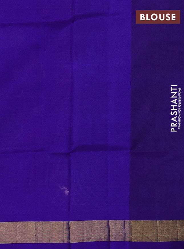 Pure uppada silk saree teal green and violet shade with silver & gold zari woven buttas and jamdhani design pallu