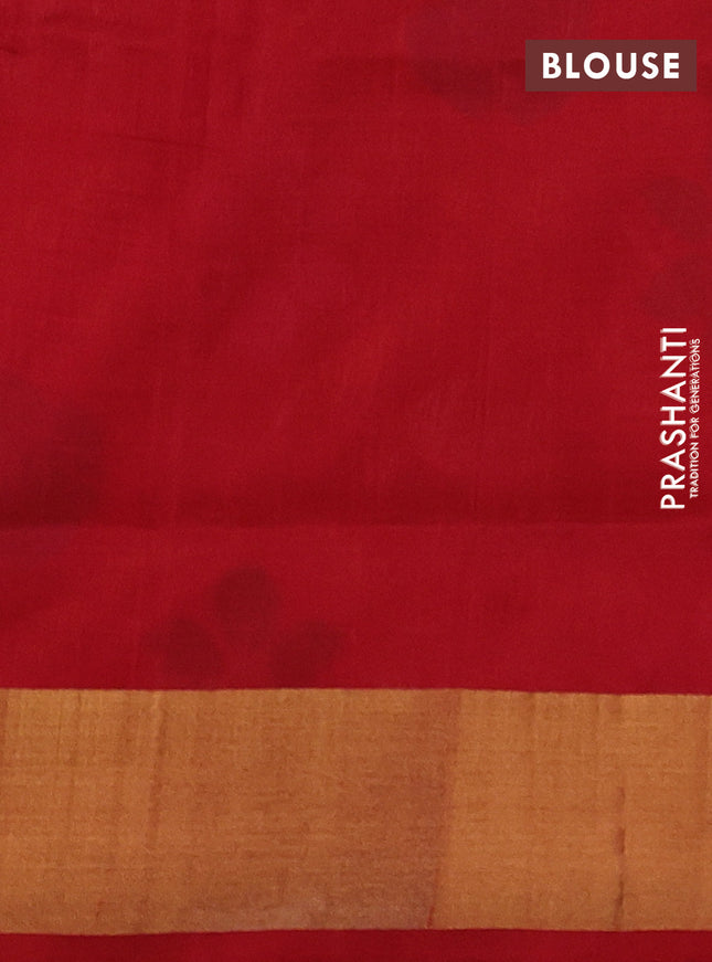 Pure uppada silk saree dark blue and orange with silver & gold zari woven buttas and jamdhani design pallu