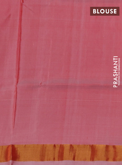 Pure uppada silk saree red shade with silver & gold zari woven thilak buttas and jamdhani design pallu
