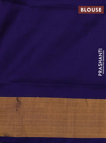 Pure uppada silk saree grey and navy blue with silver & gold zari woven thilak buttas and jamdhani design pallu