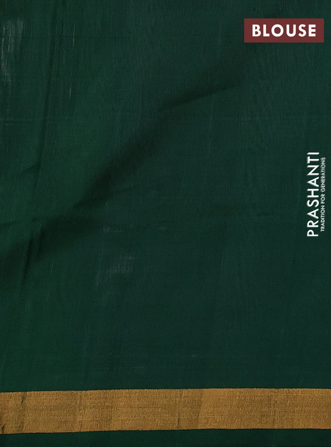Pure uppada silk saree beige and dark green with silver & gold zari woven thilak buttas and jamdhani design pallu