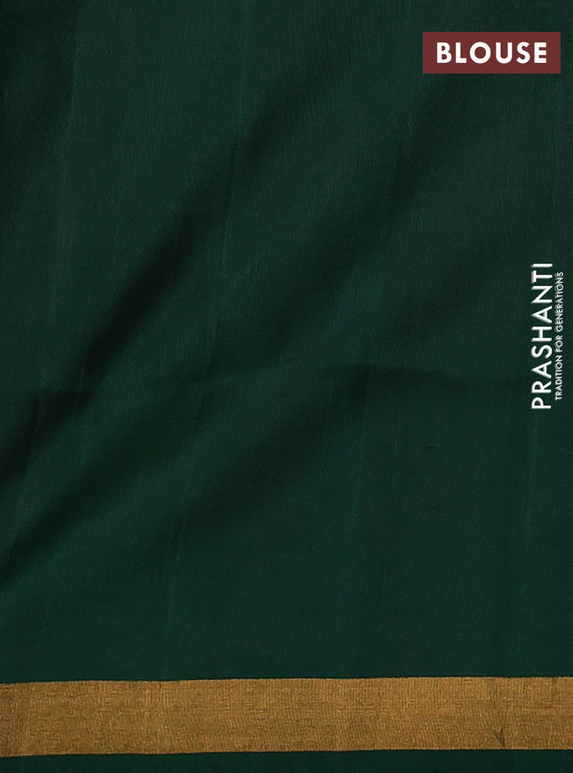 Pure uppada silk saree peach pink and dark green with silver & gold zari woven thilak buttas and jamdhani design pallu