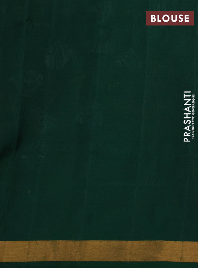 Pure uppada silk saree peach pink and green with thread & zari woven thilak buttas and jamdhani design pallu