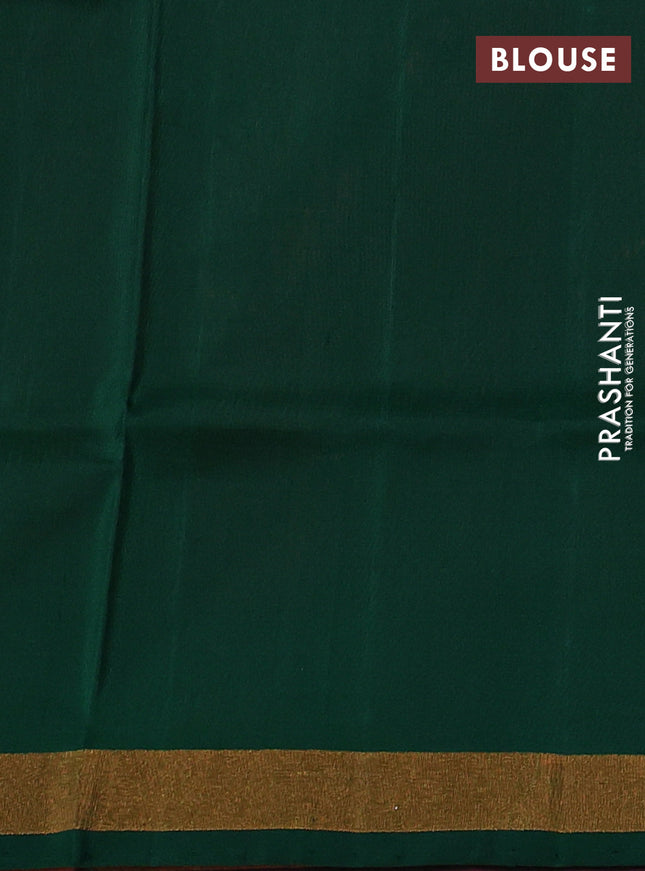 Pure uppada silk saree dual shade of pinkish orange and green with silver & gold zari woven thilak buttas and jamdhani design pallu