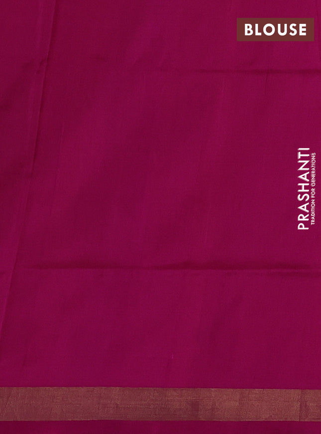Pure uppada silk saree mustard yellow and magenta pink with silver & gold zari woven thilak buttas and jamdhani design pallu