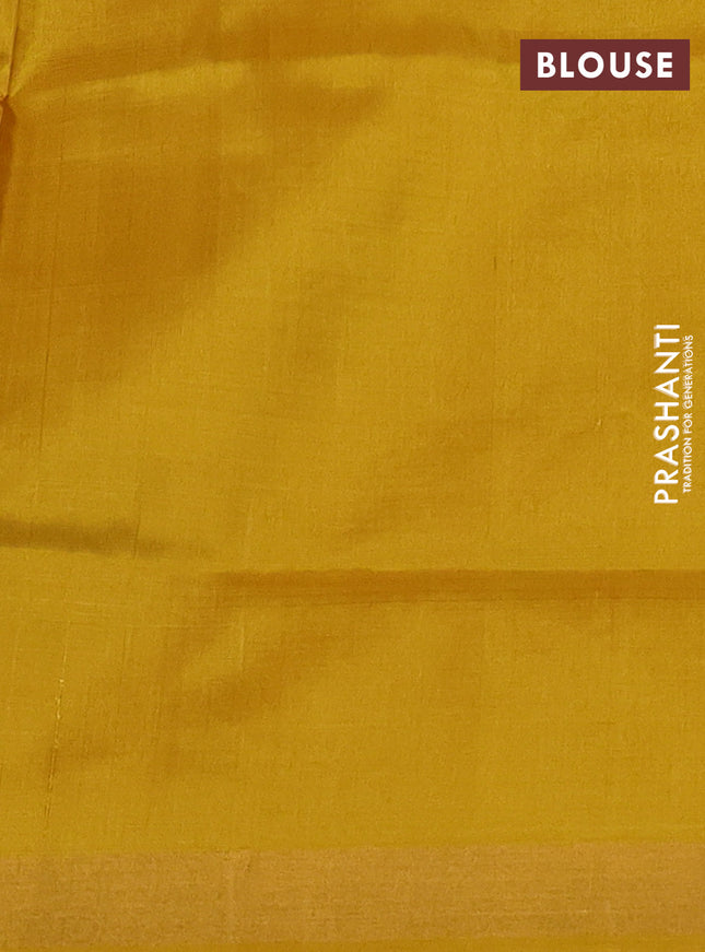 Pure uppada silk saree yellow with silver & gold zari woven thilak buttas and jamdhani design pallu
