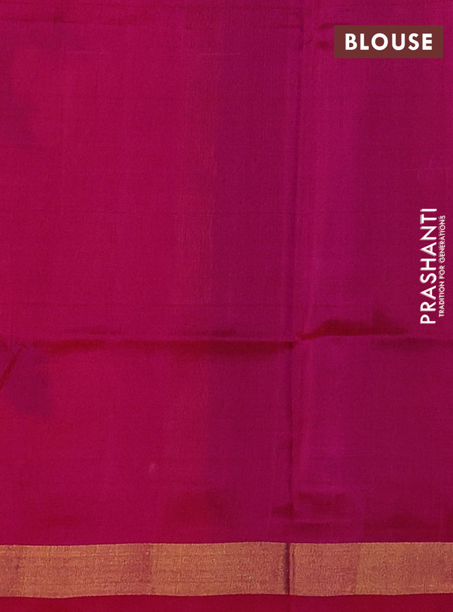 Pure uppada silk saree blue and pink with thread & zari woven buttas and jamdhani design pallu