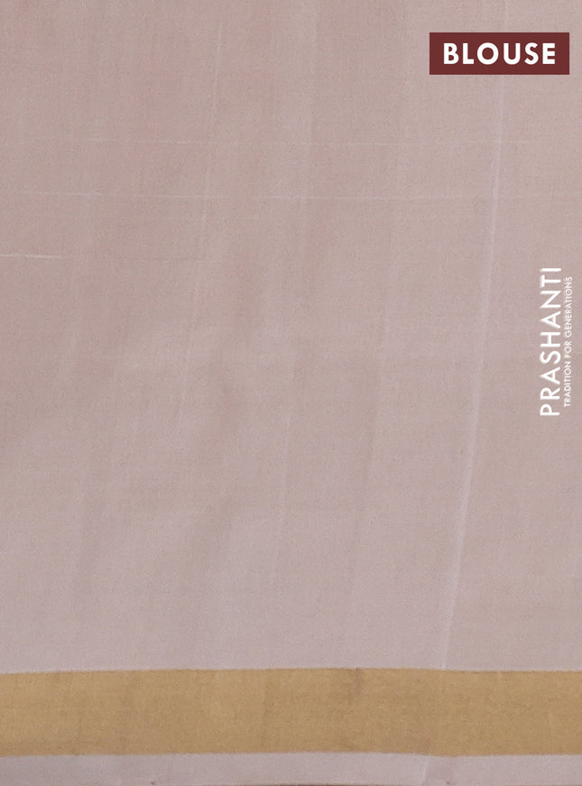 Pure uppada silk saree beige with silver & gold zari woven buttas and jamdhani design pallu