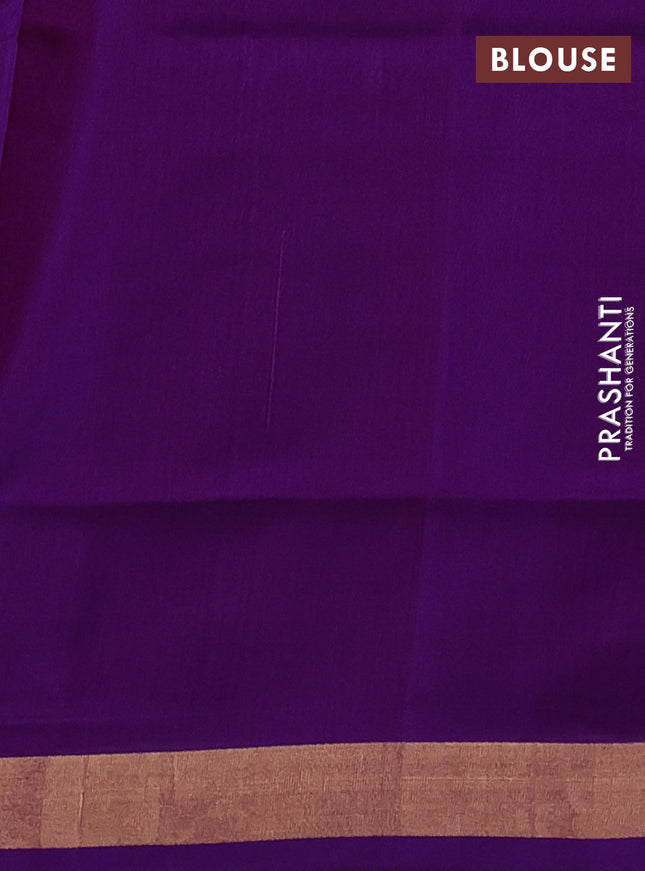 Pure uppada silk saree purple with silver & gold zari woven thilak buttas and jamdhani design pallu