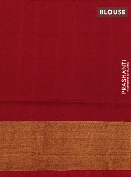 Pure uppada silk saree peacock blue and red with silver & gold zari woven thilak buttas and jamdhani design pallu