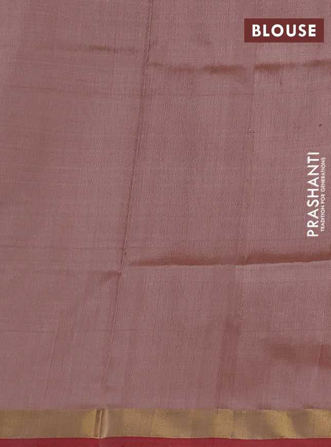 Pure uppada silk saree sandal and orange with thread & zari woven buttas and jamdhani design pallu