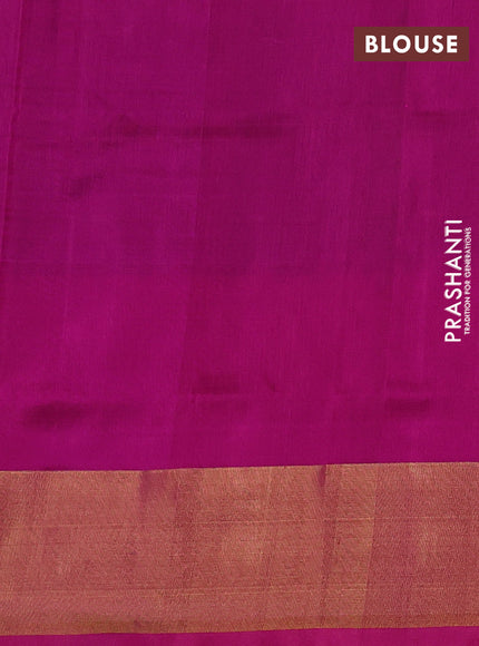 Pure uppada silk saree dual shade of purple and pink with silver & gold zari woven buttas and jamdhani design pallu