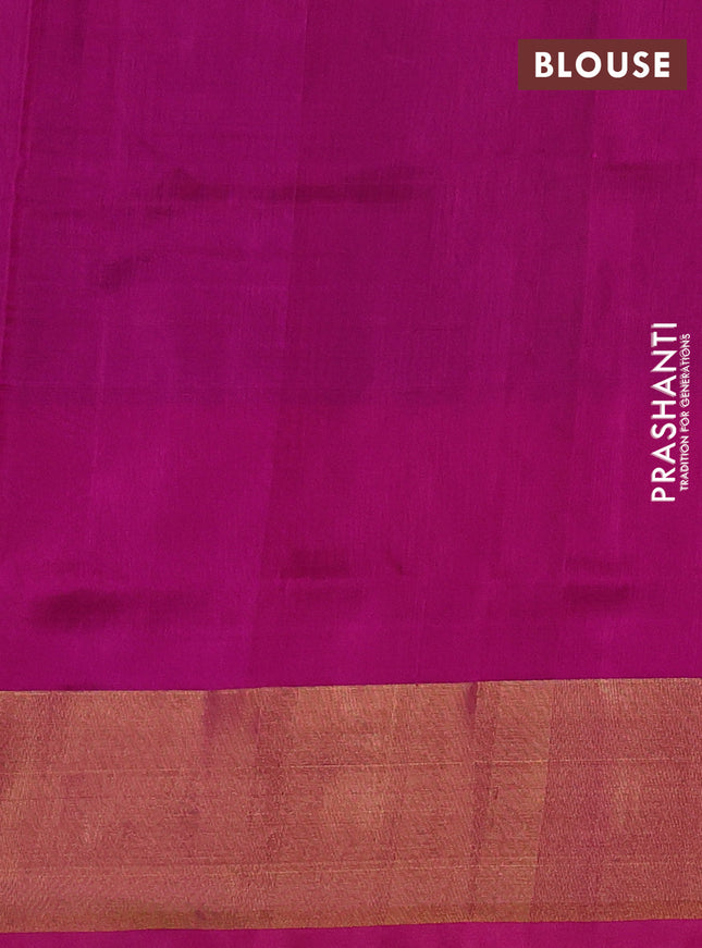 Pure uppada silk saree dual shade of purple and pink with silver & gold zari woven buttas and jamdhani design pallu