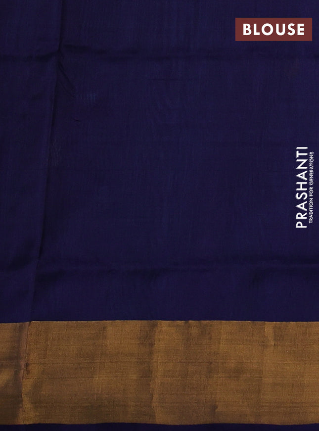 Pure uppada silk saree cs blue and navy blue with silver & gold zari woven buttas and jamdhani design pallu