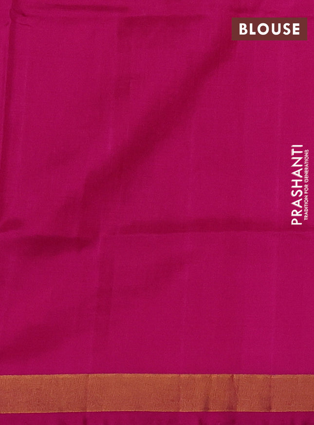 Pure uppada silk saree dual shade of pinkish orange and pink with silver & gold zari woven thilak buttas and jamdhani design pallu
