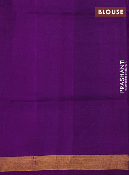 Pure uppada silk saree light blue and purple with silver & gold zari woven buttas and jamdhani design pallu