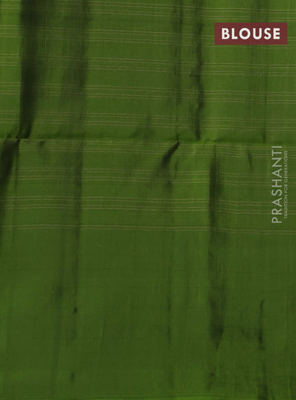 Kanchipuram soft silk saree navy blue and light green with allover zari checks & buttas and long zari woven border