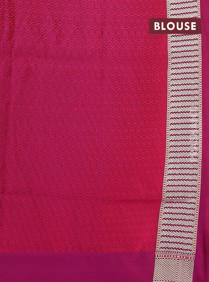 Banarasi semi katan silk saree deep purple with allover floral self emboss and zari woven border