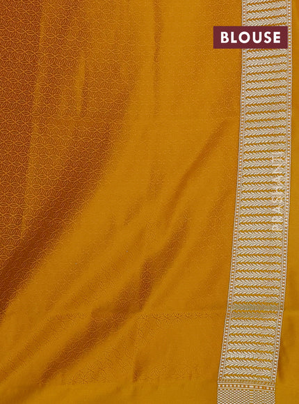 Banarasi semi katan silk saree yellow with allover floral self emboss and zari woven border