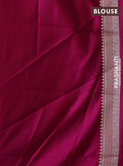 Banarasi semi katan silk saree dark pink with allover self emboss & zari buttas and zari woven border