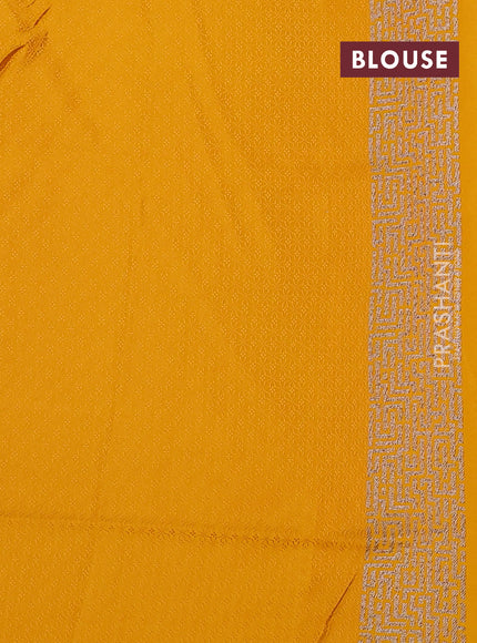 Banarasi semi katan silk saree mustard yellow with allover self emboss and zari woven border
