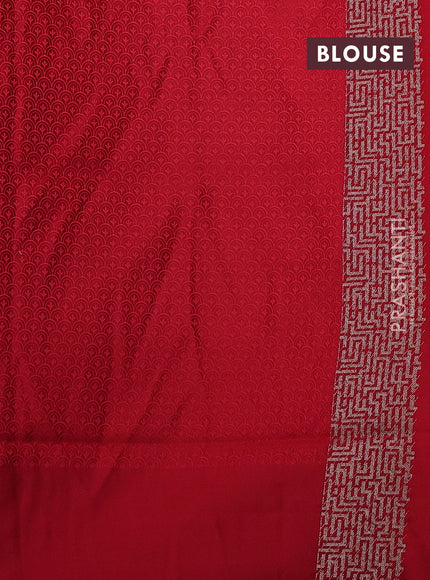 Banarasi semi katan silk saree red with allover self emboss and zari woven border